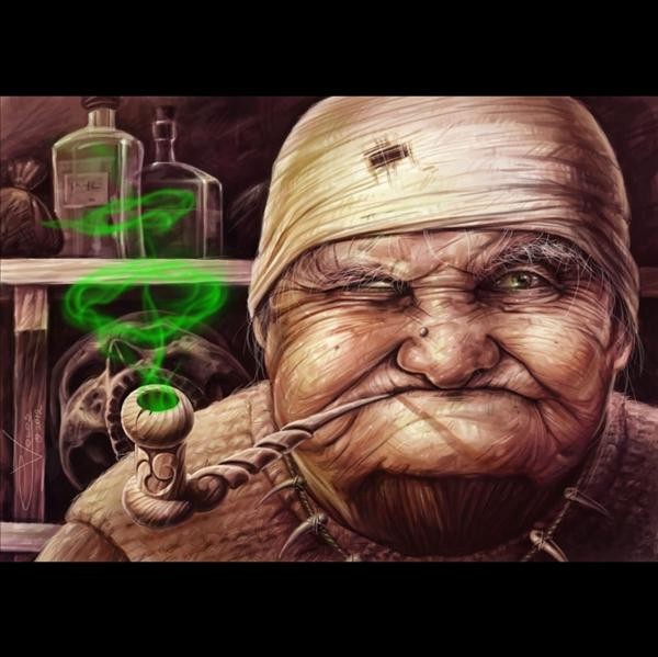 Create meme: baba yaga, my grandmother smokes a pipe , wizards and witches