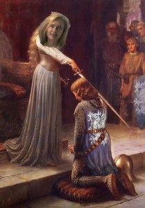 Create meme: Edmund Blair Leighton accolade, the knighting painting, Edmund Leighton accolade