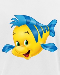 Создать мем: рыбка из русалочки флаундер малыш, флаундер из ариэль, рыбка разрисованная флаундер