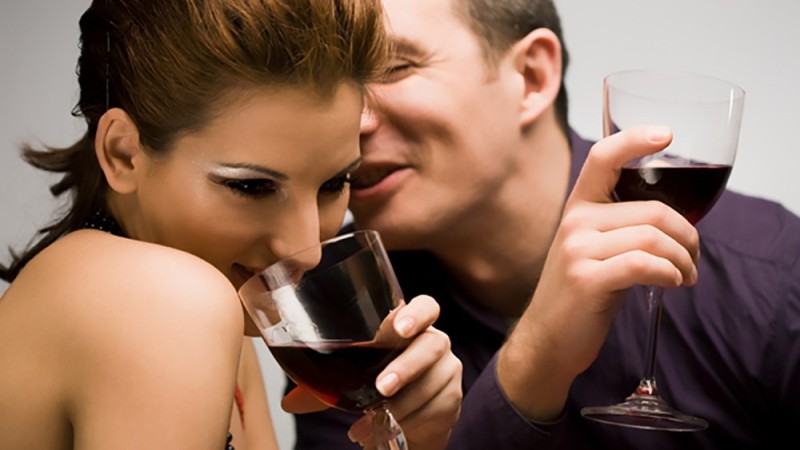 Create meme: A man and a woman are drinking, a man and a woman with a glass of wine, flirting