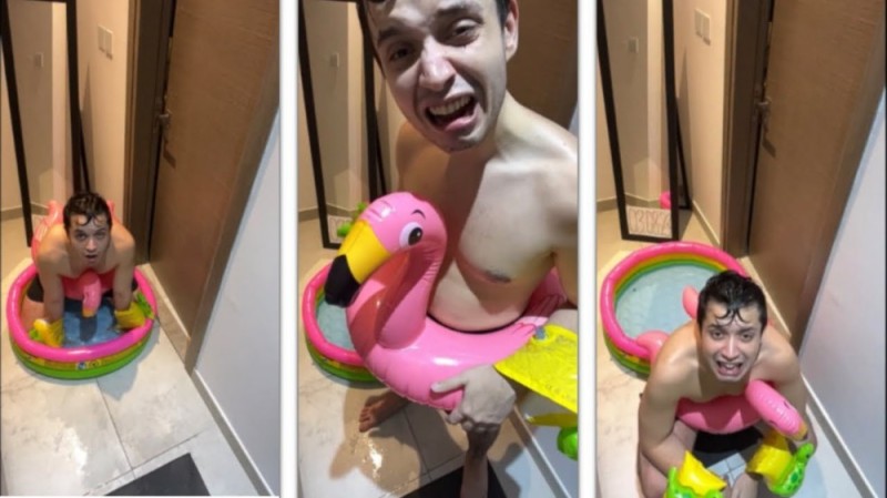 Create meme: inflatable toys, inflatable flamingo circle, feet 