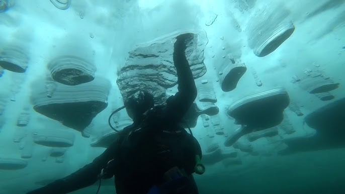 Create meme: underwater view, underwater world , footage of diving into Lake Baikal