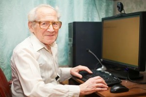 Create meme: grandpa at the computer