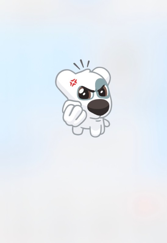 Create meme: spotty sticker blurred, spotty with a fist, vk sticker white dog with eyes