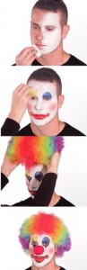 Create meme: clown, clown memes, putting on clown makeup meme