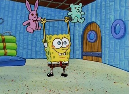 Create meme: spongebob sings, spongebob the strongman cartoon, sponge Bob square pants 