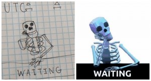 Создать мем: хэллоуин скелет, vaporwave скелет, череп скелета