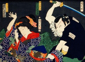 Создать мем: японские картины, японский самурай, японские гравюры самураи и гейши