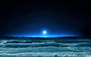 Создать мем: море волна, моря луны, ночное море
