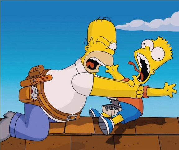 Create meme: Bart Simpson , The Simpsons Homer and Bart, Homer strangles Bart