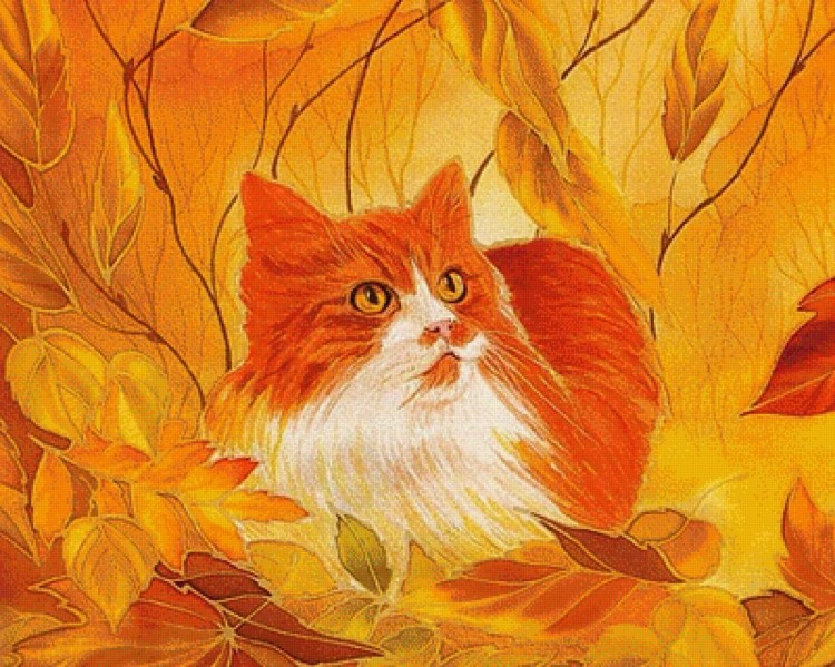 Создать мем: осенние коты живопись, рыжая осень, осенний кот изо