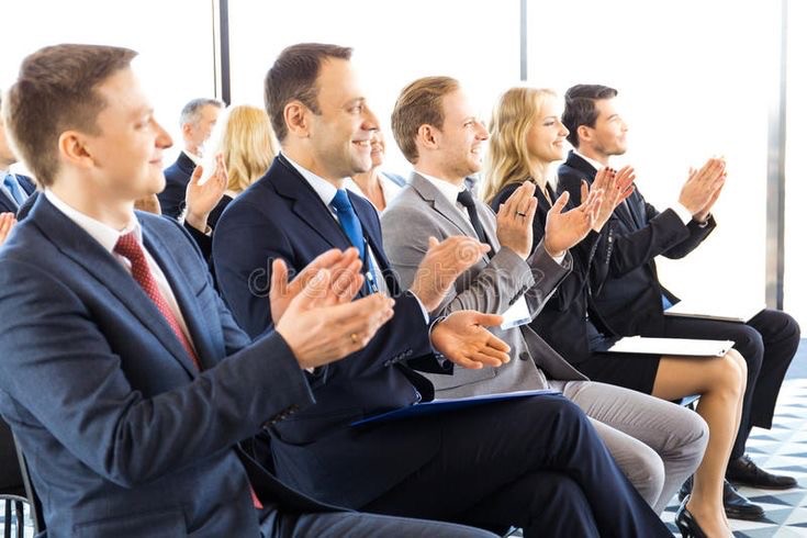 Create meme: People at the meeting are clapping, people at the conference, business people 