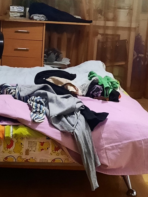 Create meme: dirty room, mess in the house, Clothes on the bed