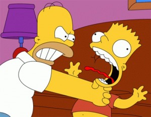 Create meme: Homer and Bart, Homer Simpson, the simpsons Homer strangling Bart