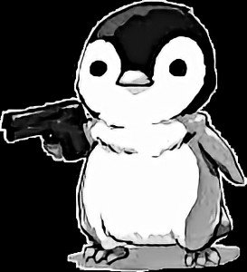 Create meme: penguin meme template, penguin with gun pictures, penguin with a gun picture