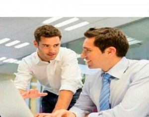 Создать мем: человек, мемы про работу, двое мужчин в офисе