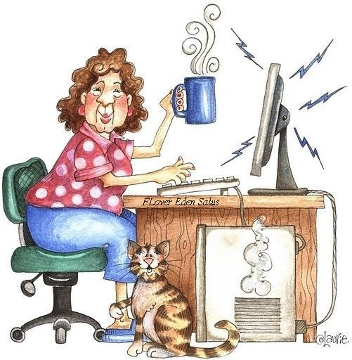 Create meme: aunt at the computer, the woman behind the computer drawing, funny drawings