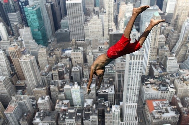 Создать мем: нью йорк здания, прыжок с небоскреба, нью йорк вид