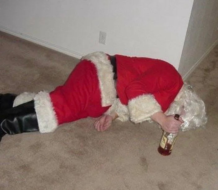 Create meme: bad Santa , drunk Santa Claus, drunk Santa Claus