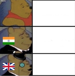 Create meme: English text, meme Winnie the Pooh and mother, meme Winnie the Pooh in a Tux