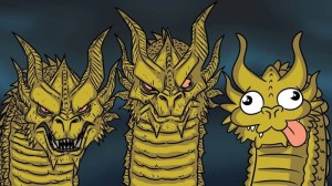 Create meme: king gidora meme, Godzilla and king ghidora, the three heads of the dragon meme