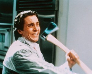 Create meme: with an axe, american psycho, christian bale