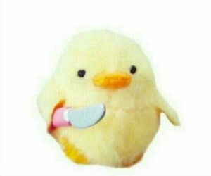 Create meme: soft toy, duck with a knife meme