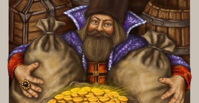 Create meme: russian merchant, merchant, merchant with a chest