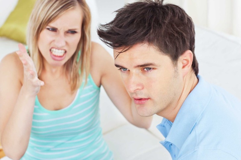 Create meme: irritated woman, girl scolds guy stock, the girl thought about the man