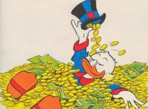 Create meme: Scrooge bathes in money, Scrooge McDuck swims in gold, Scrooge McDuck swims in money