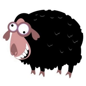 Создать мем: черная овечка для детей, черная овечка, сумасшедшая овца