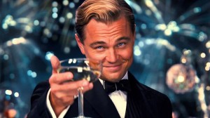 Create meme: Leonardo DiCaprio raises a glass, Leonardo DiCaprio the great Gatsby, DiCaprio Gatsby