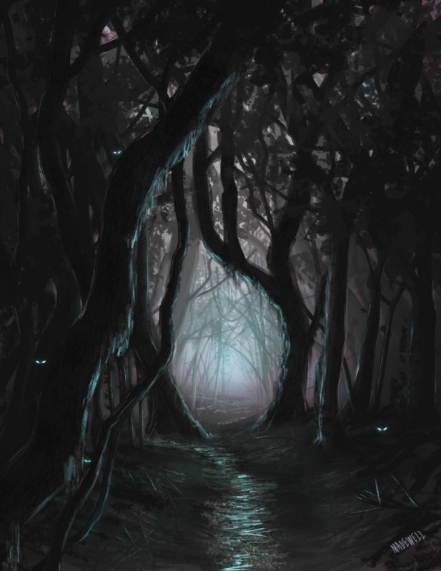 Create meme: dark forest art, gloomy forest background, dark forest