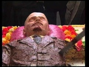 Create meme: Lenin, in his coffin, Lenin, Vladimir Lenin in the mausoleum, cake Lenin in the mausoleum