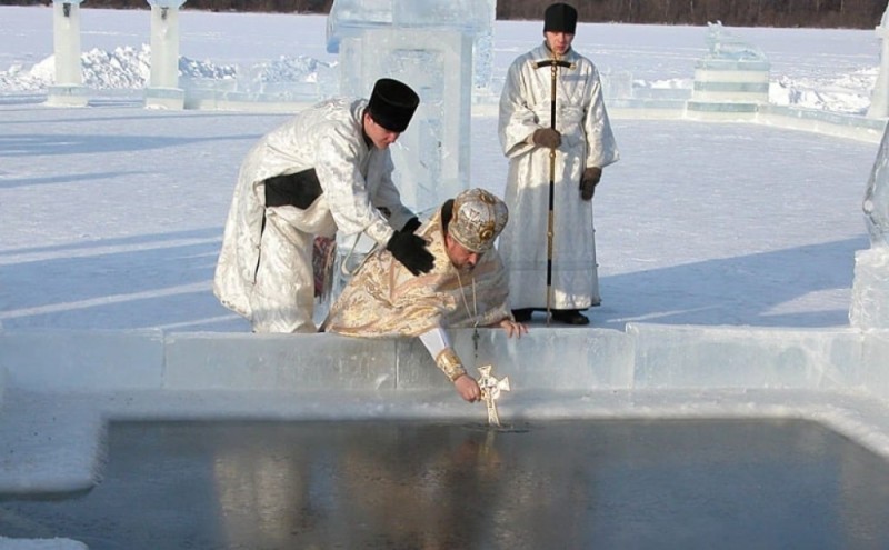 Create meme: epiphany bathing in the ice hole, the baptism of the Lord , Epiphany (epiphany) on January 19, 2022