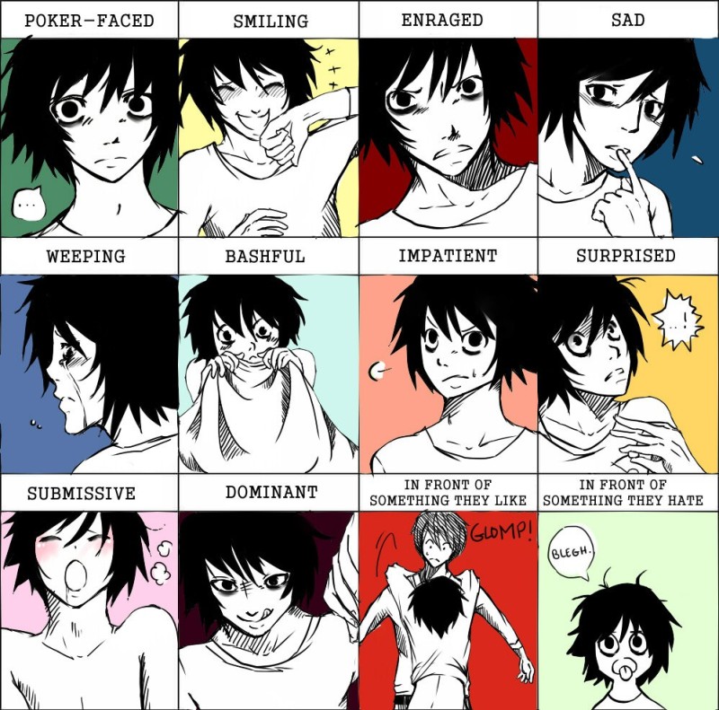 Create meme: death note l, manga death note l, expression meme