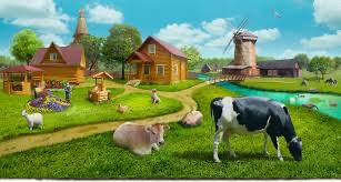 Create meme: farm background, farm in the village, background village for children