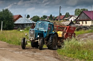 Create meme: the tractor in the village, tractor