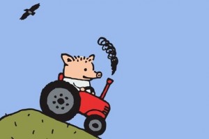 Create meme: Peter pig on a tractor, Peter pig