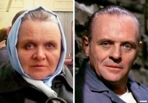 Create meme: twins of celebrities Anthony Copains, grandmother of Anthony Hopkins, the silence of the lambs the silence of the grandchildren