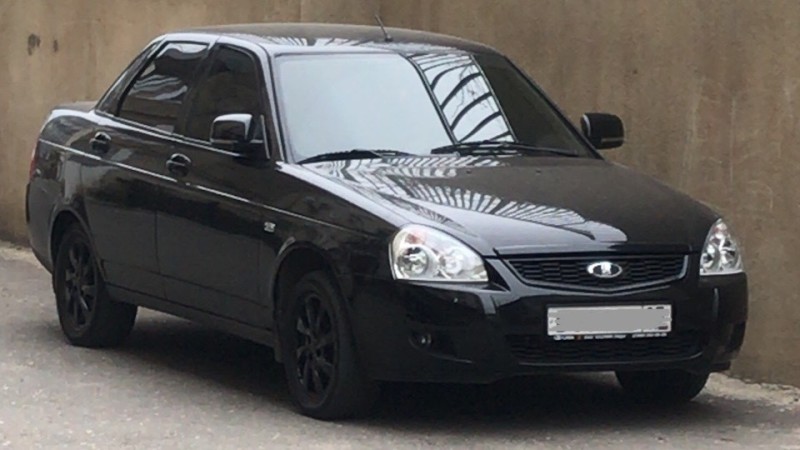 Create meme: Lada Priora sedan, black Lada Priora, lada priora sedan black