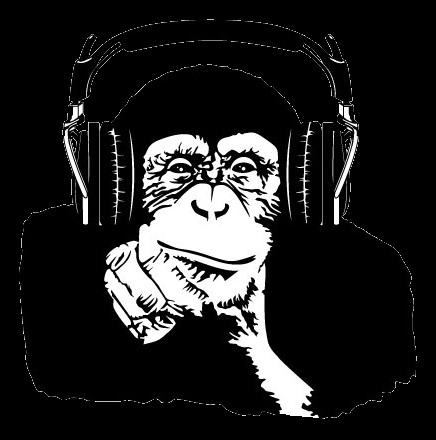 Create meme: monkey with headphones, Picture of a monkey in headphones, Picture of a monkey with headphones