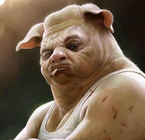 Create meme: pig, man pig photoshop, a hybrid of pigs and humans