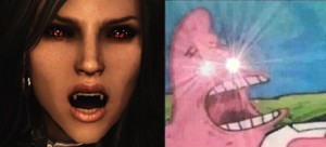 Create meme: skyrim better vampires beautiful face, vampires live among humans, skyrim vampire
