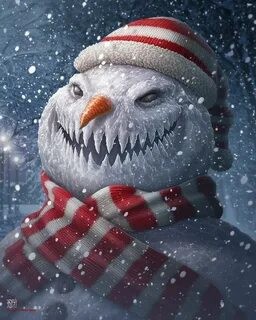 Создать мем: зловещий снеговик, снеговик арт, злобный снеговик
