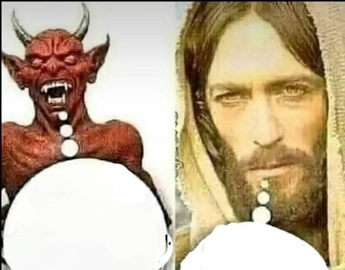 Create meme: The devil and Jesus, The devil and Jesus meme my child, The devil and Jesus meme