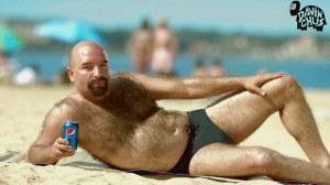 Create meme: big bear man on beach, holiday gifs funny, male