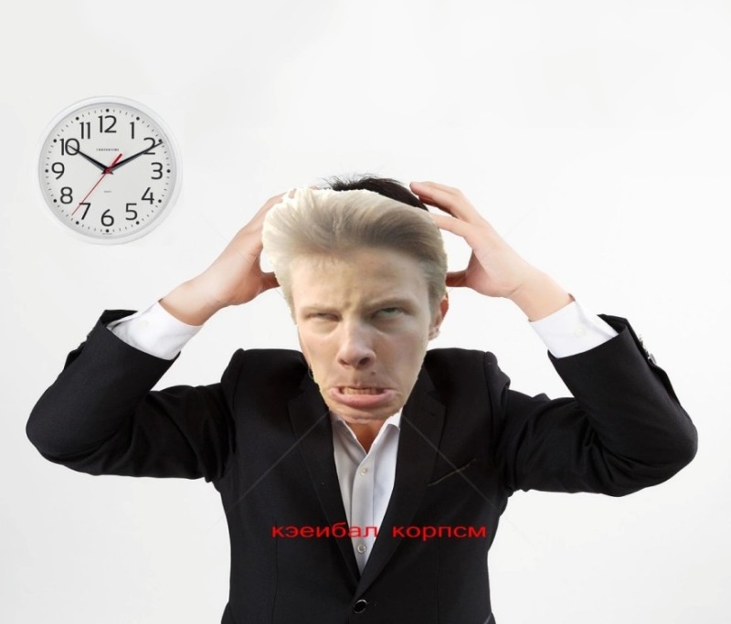 Создать мем: бизнес мужчина, человек показывает на часы, головная боль часы