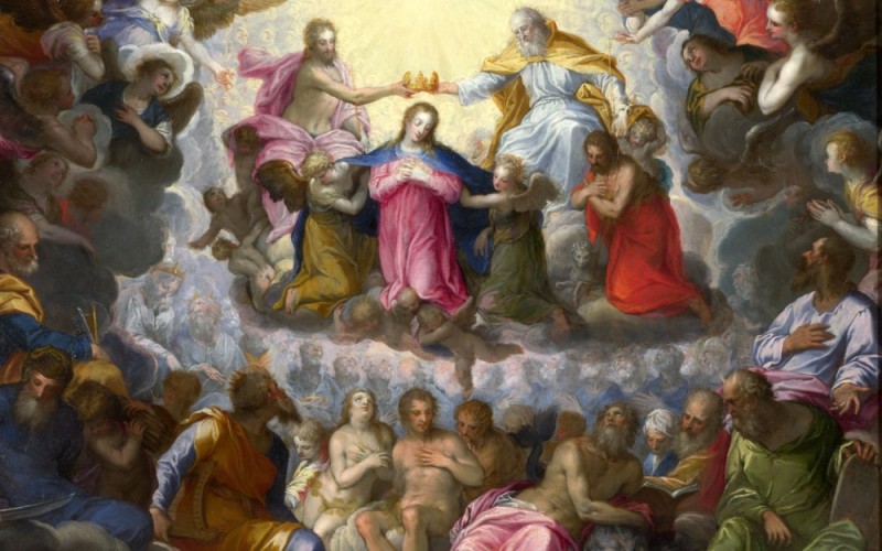 Create meme: religious painting, Raphael Santi Coronation of the Virgin Mary, Guido Reni the coronation of the Virgin Mary