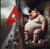 Create meme: cool pig, fat pig, fat pig